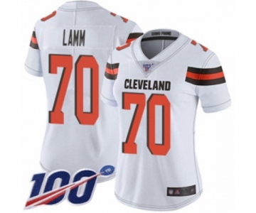 Women's Cleveland Browns #70 Kendall Lamm White Vapor Untouchable Limited Player 100th Season Football Jersey