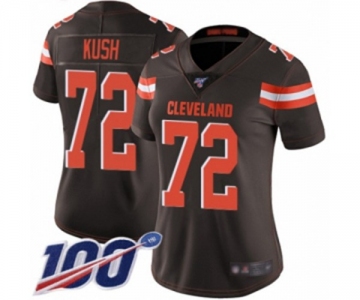 Women's Cleveland Browns #72 Eric Kush Brown Team Color Vapor Untouchable Limited Player 100th Season Football Jersey