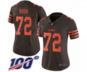 Women's Cleveland Browns #72 Eric Kush Limited Brown Rush Vapor Untouchable 100th Season Football Jersey