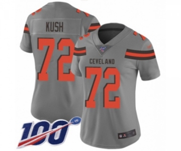 Women's Cleveland Browns #72 Eric Kush Limited Gray Inverted Legend 100th Season Football Jersey