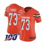 Women's Cleveland Browns #73 Joe Thomas Orange Alternate Vapor Untouchable Limited Player 100th Season Football Jersey