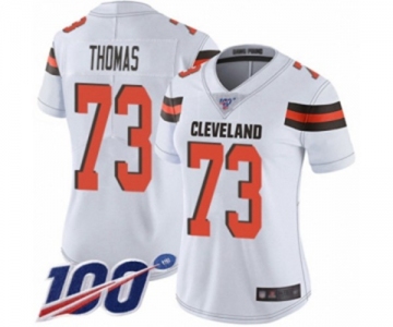 Women's Cleveland Browns #73 Joe Thomas White Vapor Untouchable Limited Player 100th Season Football Jersey