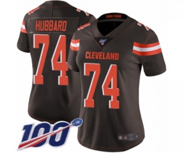 Women's Cleveland Browns #74 Chris Hubbard Brown Team Color Vapor Untouchable Limited Player 100th Season Football Jersey