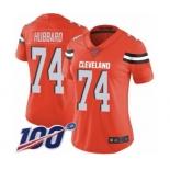 Women's Cleveland Browns #74 Chris Hubbard Orange Alternate Vapor Untouchable Limited Player 100th Season Football Jersey