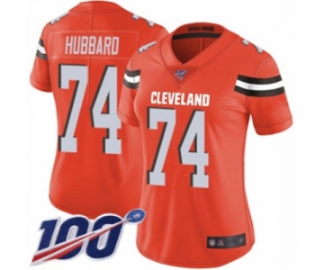 Women's Cleveland Browns #74 Chris Hubbard Orange Alternate Vapor Untouchable Limited Player 100th Season Football Jersey