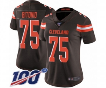 Women's Cleveland Browns #75 Joel Bitonio Brown Team Color Vapor Untouchable Limited Player 100th Season Football Jersey