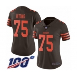 Women's Cleveland Browns #75 Joel Bitonio Limited Brown Rush Vapor Untouchable 100th Season Football Jersey