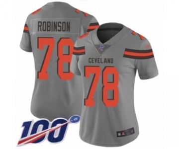 Women's Cleveland Browns #78 Greg Robinson Limited Gray Inverted Legend 100th Season Football Jersey