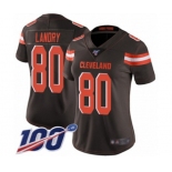 Women's Cleveland Browns #80 Jarvis Landry Brown Team Color Vapor Untouchable Limited Player 100th Season Football Jersey