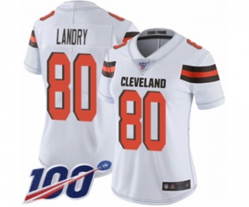 Women's Cleveland Browns #80 Jarvis Landry White Vapor Untouchable Limited Player 100th Season Football Jersey