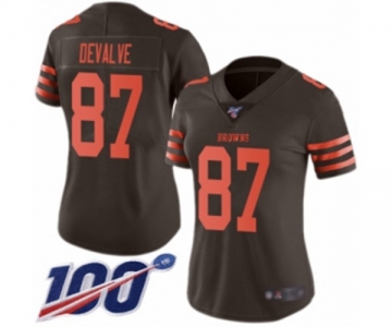 Women's Cleveland Browns #87 Seth DeValve Limited Brown Rush Vapor Untouchable 100th Season Football Jersey