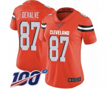 Women's Cleveland Browns #87 Seth DeValve Orange Alternate Vapor Untouchable Limited Player 100th Season Football Jersey