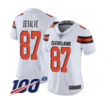 Women's Cleveland Browns #87 Seth DeValve White Vapor Untouchable Limited Player 100th Season Football Jersey