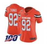 Women's Cleveland Browns #92 Chad Thomas Orange Alternate Vapor Untouchable Limited Player 100th Season Football Jersey