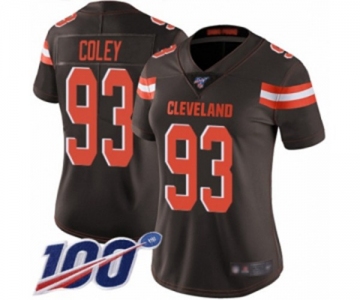 Women's Cleveland Browns #93 Trevon Coley Brown Team Color Vapor Untouchable Limited Player 100th Season Football Jersey