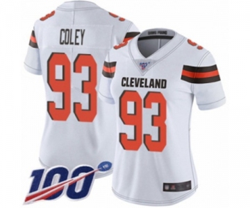 Women's Cleveland Browns #93 Trevon Coley White Vapor Untouchable Limited Player 100th Season Football Jersey