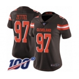 Women's Cleveland Browns #97 Anthony Zettel Brown Team Color Vapor Untouchable Limited Player 100th Season Football Jersey