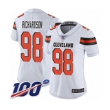 Women's Cleveland Browns #98 Sheldon Richardson White Vapor Untouchable Limited Player 100th Season Football Jersey