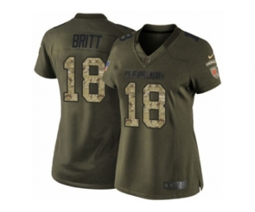 Women's Nike Cleveland Browns #18 Kenny Britt Limited Green Salute to Service NFL Jersey