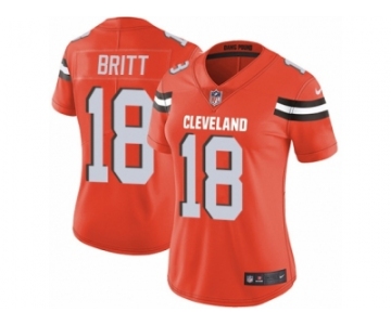 Women's Nike Cleveland Browns #18 Kenny Britt Vapor Untouchable Limited Orange Alternate NFL Jersey