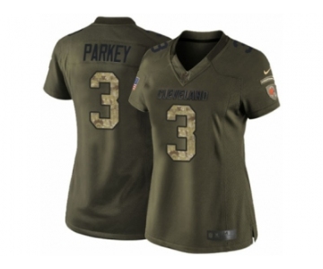 Women's Nike Cleveland Browns #3 Cody Parkey Limited Green Salute to Service NFL Jersey