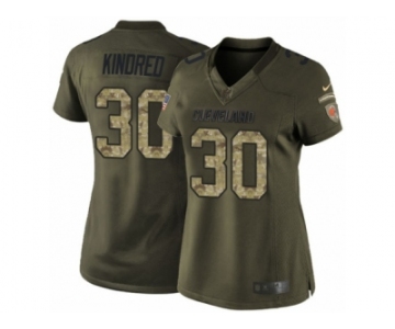 Women's Nike Cleveland Browns #30 Derrick Kindred Limited Green Salute to Service NFL Jersey