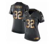 Women's Nike Cleveland Browns #32 Jim Brown Limited Black Gold Salute to Service NFL Jersey