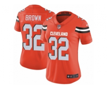 Women's Nike Cleveland Browns #32 Jim Brown Vapor Untouchable Limited Orange Alternate NFL Jersey