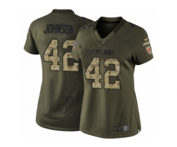 Women's Nike Cleveland Browns #42 Malcolm Johnson Limited Green Salute to Service NFL Jersey