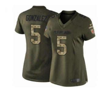 Women's Nike Cleveland Browns #5 Zane Gonzalez Limited Green Salute to Service NFL Jersey