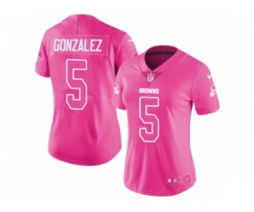 Women's Nike Cleveland Browns #5 Zane Gonzalez Limited Pink Rush Fashion NFL Jersey