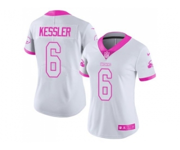 Women's Nike Cleveland Browns #6 Cody Kessler White Pink Stitched NFL Limited Rush Fashion Jersey