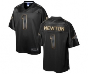 nike nfl jerseys carolina panthers #1 newton black gold collection[game]