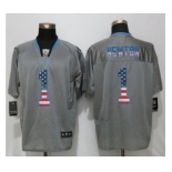 Men Nike Carolina Panthers #1 Cam Newton USA Flag Fashion Gray Elite Jerseys