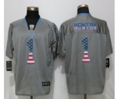 Men Nike Carolina Panthers #1 Cam Newton USA Flag Fashion Gray Elite Jerseys