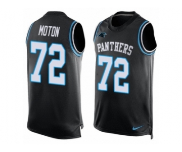 Men's Nike Carolina Panthers #72 Taylor Moton Elite Black Player Name & Number Tank Top NFL Jersey