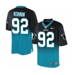 Men's Nike Carolina Panthers #92 Vernon Butler Elite Black Blue Fadeaway NFL Jersey