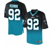 Men's Nike Carolina Panthers #92 Vernon Butler Elite Black Blue Fadeaway NFL Jersey