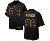 Men's Nike Carolina Panthers #92 Vernon Butler Elite Black Pro Line Gold Collection Super Bowl 50 Bound NFL Jersey