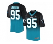 Men's Nike Carolina Panthers #95 Charles Johnson Elite Black Blue Fadeaway NFL Jersey