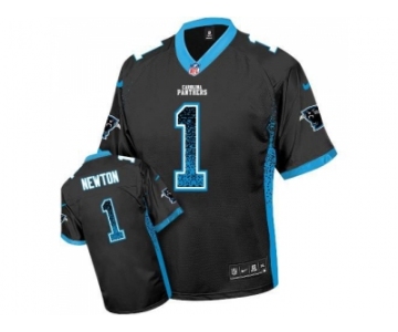 Nike Carolina Panthers #1 Cam Newton Black Team Color Men''s Stitched NFL Elite Drift Fashion Jersey