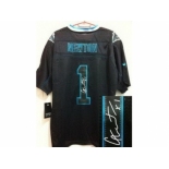 nike nfl jerseys carolina panthers #1 cam newton black [Elite lights out signature]