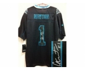 nike nfl jerseys carolina panthers #1 cam newton black [Elite lights out signature]