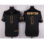 nike nfl jerseys carolina panthers #1 newton black gold collection[Elite]