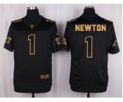 nike nfl jerseys carolina panthers #1 newton black gold collection[Elite]