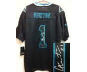 nike nfl jerseys carolina panthers #1 newton black[Elite lights out signature]