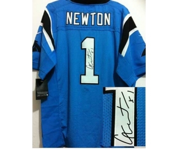 nike nfl jerseys carolina panthers #1 newton blue[Elite signature]