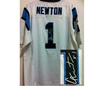 nike nfl jerseys carolina panthers #1 newton white[Elite signature]