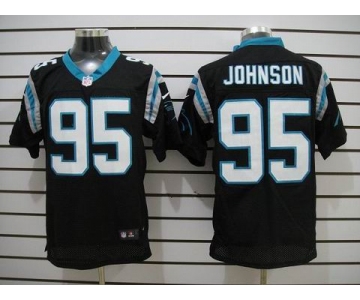 nike nfl jerseys carolina panthers #95 johnson black[Elite]