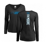 NFL Women's Nike Carolina Panthers #12 DJ Moore Black Backer Slim Fit Long Sleeve T-Shirt